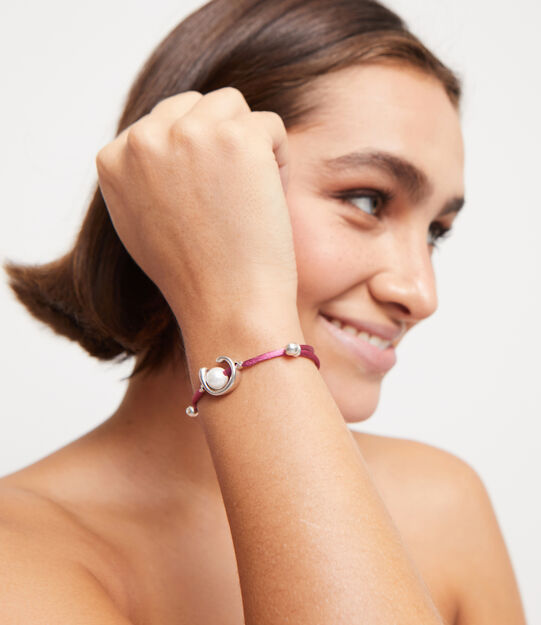 Bracciale in filo malva con perla shell assortimento placcato argento Sterling.